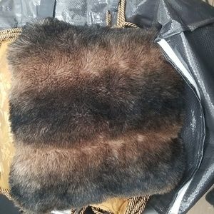 Rich Brown Faux Fur Mink Accent Pillow